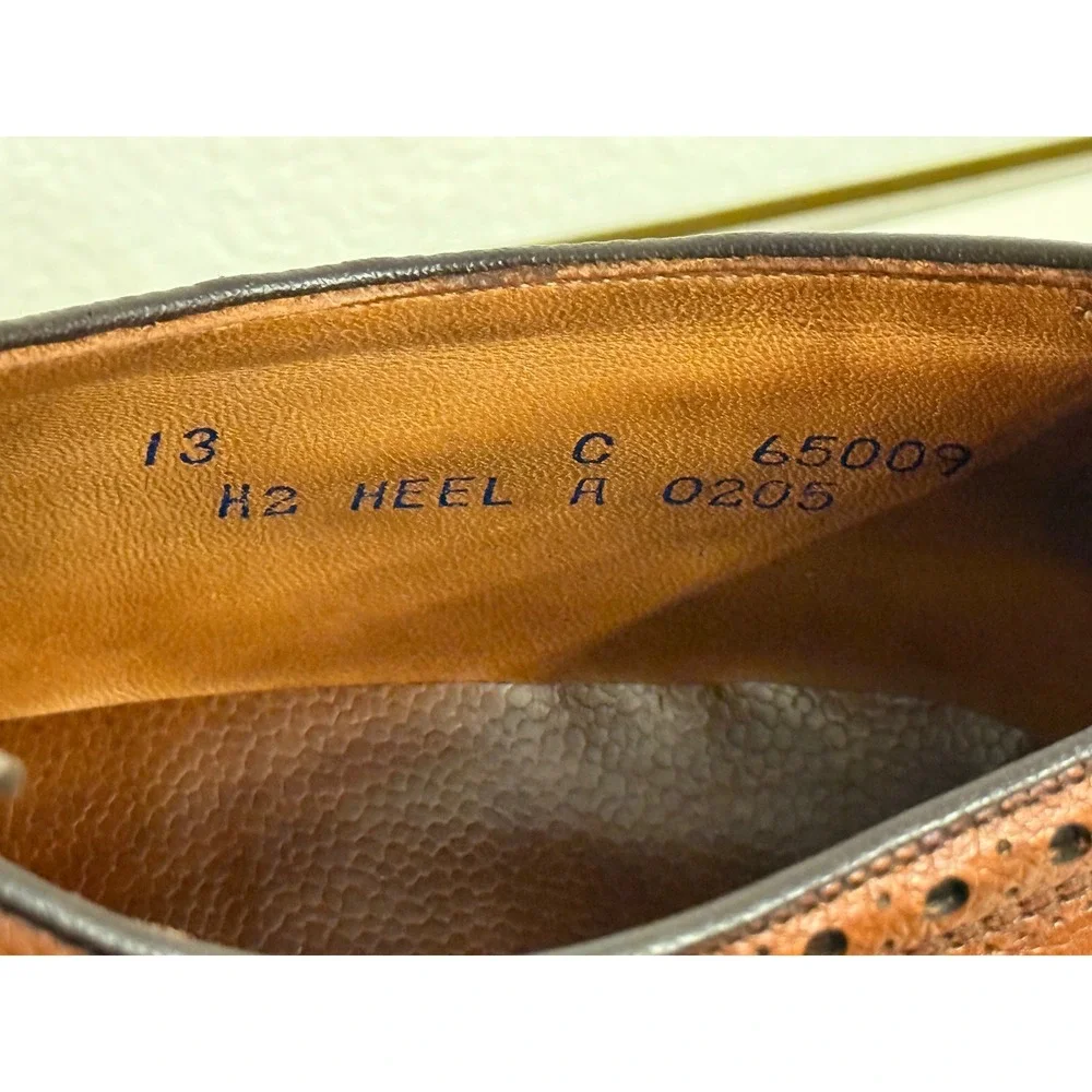 Nettleton Vintage Brown Pebble Grain Leather Wingtip Brogue Derby Shoes 13 C